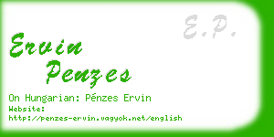 ervin penzes business card